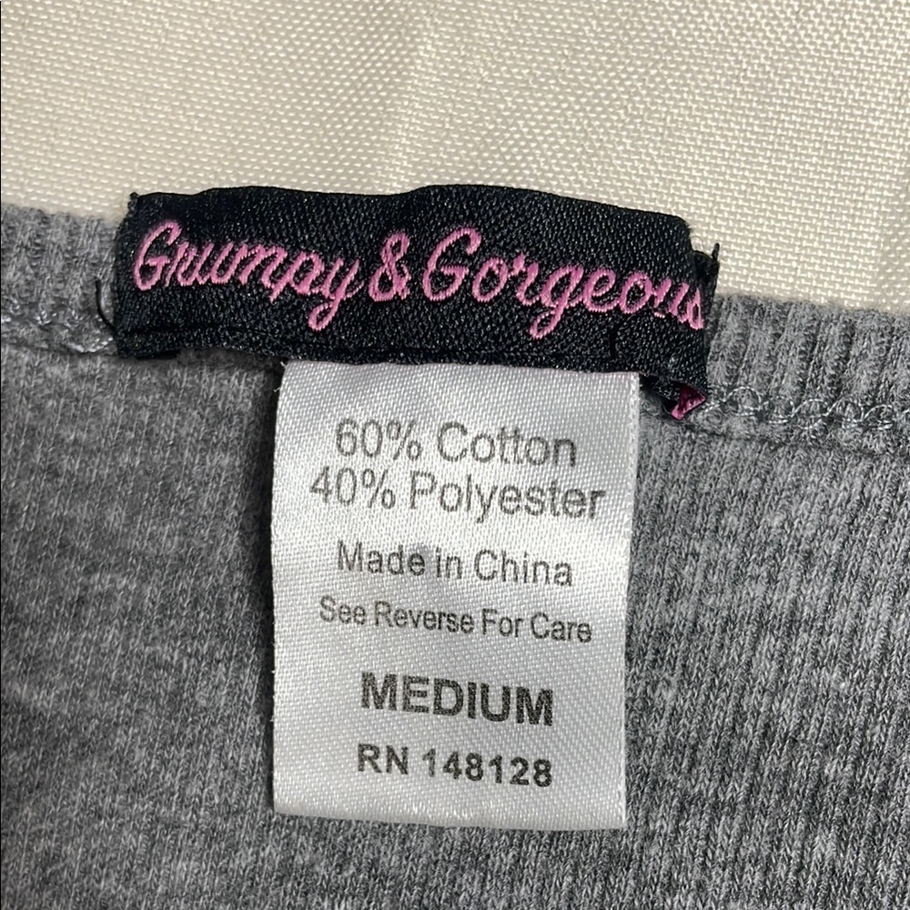GRUMPY & GORGEOUS Gray Sleeveless Top with Pink and Black Accents - Picture 7 of 8